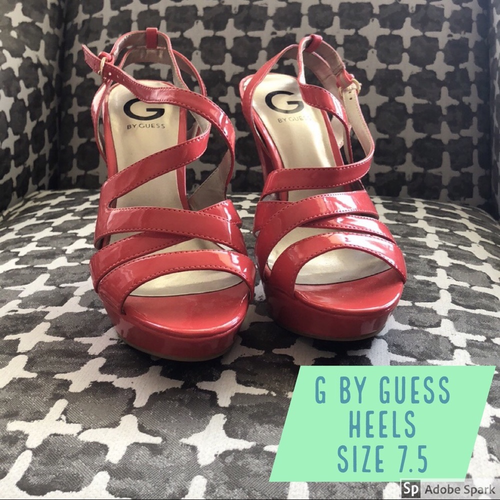 Bright Coral/Orange Guess heels, size 7.5